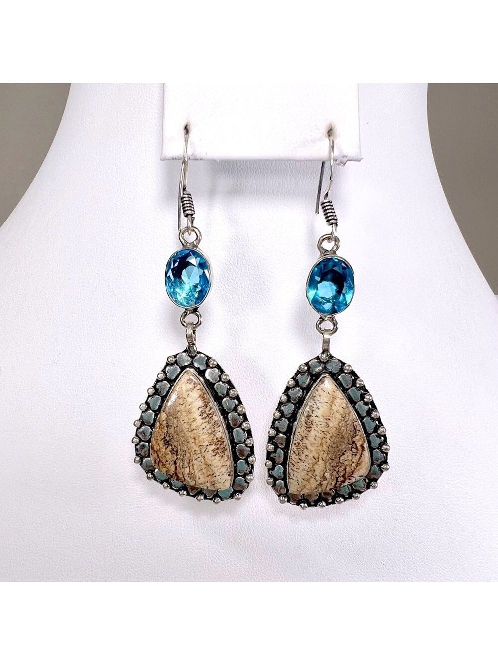 Picture Jasper 925 Gemstone Earrings